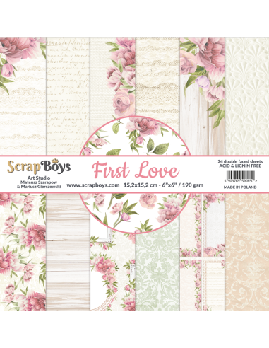 BLOCCO di carta FIRST LOVE - 24 fogli - 15.2cm x 15.2cm