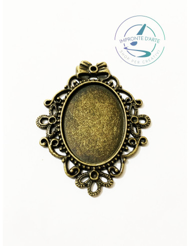 Base cammeo vintage - bronzo - 5,5x4,6cm