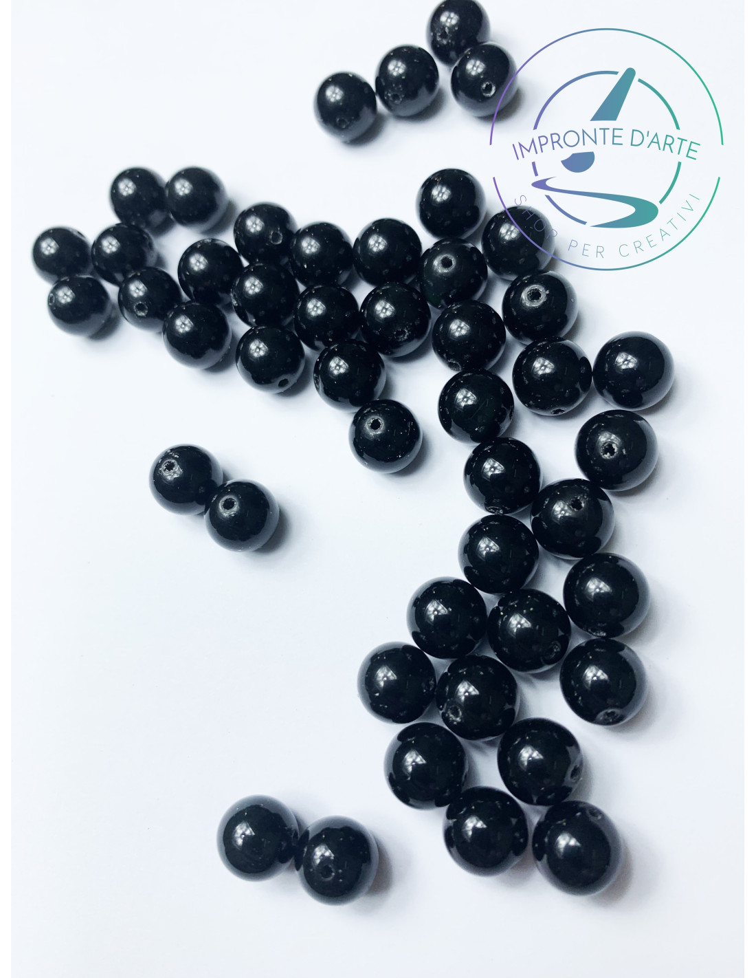 Perle di Ossidiana Nera naturale - Grado A - conf.10 pezzi - 8mm